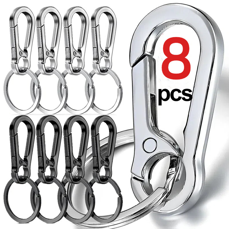 4/8Pcs Carabiner Clip Metal Keychain Carabiner Shape Key Ring Keyring Key Holder Cli Hook Holder