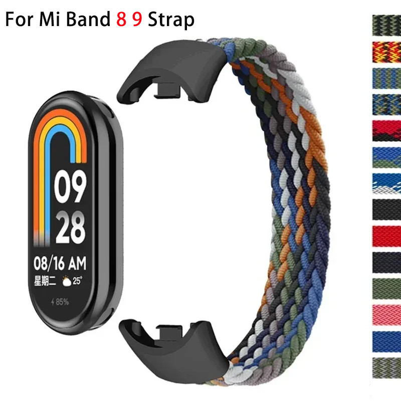 Braided Solo Loop For Mi Band 8 9 Strap Replacement Accessories Elastic Nylon Watchbands Correa