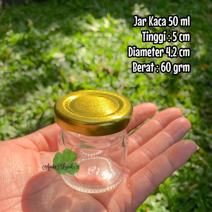 Jar Kaca 50 ml Tutup Alumunium Tempat Madu Puding Good Quality