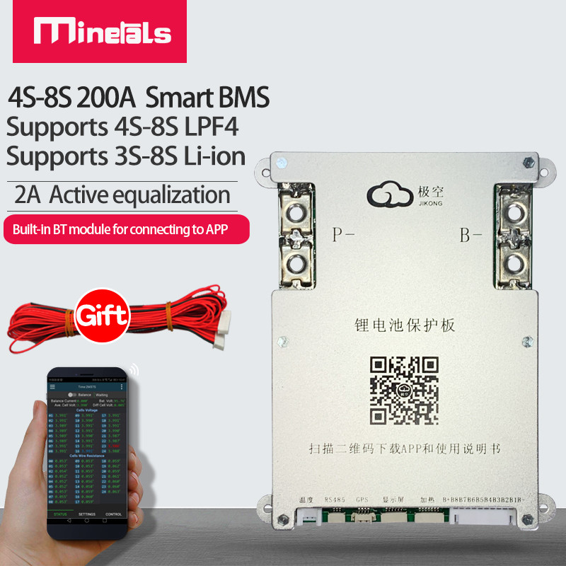 PROMO HARI INI  Active BMS 4S 5S 6S 7S 8S 200A Smart BMS 2A Active Balance Energy Transfer Built-in 