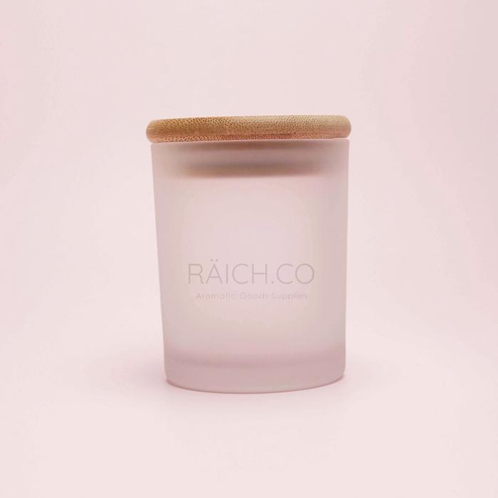 "New" 175Gr Frosted Glass Jar Wood Frosted Amber Tempat Lilin Candle Kayu