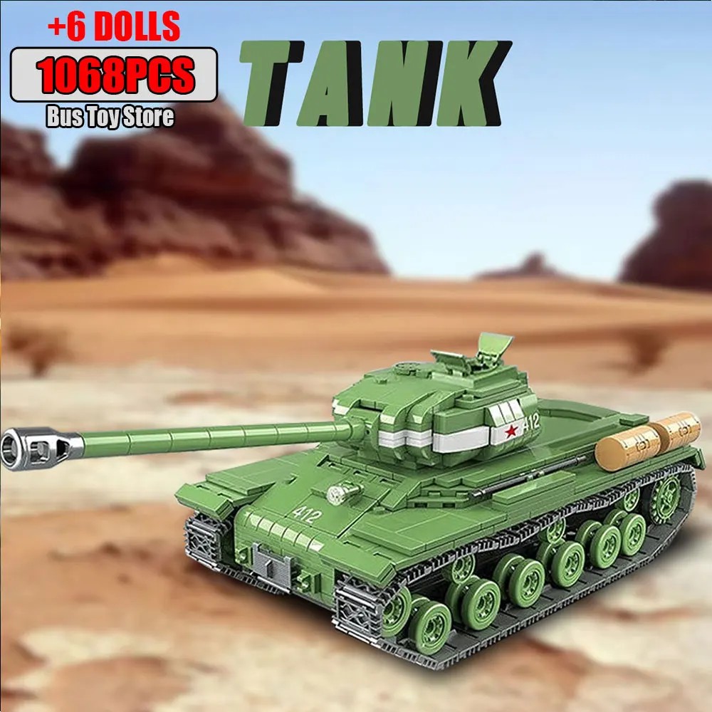Soviet Military Series IS-2M Tank KV-2 Heavy Tank Truck WW2 Tank Building Blocks Bricks Model Set