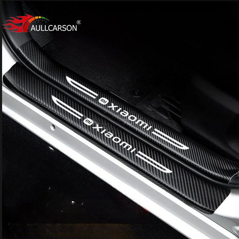 For Xiaomi SU7 SU 7 2024 2025 Car Door Sill Leather Stickers Plate Carbon Fiber Bumper Threshold Str
