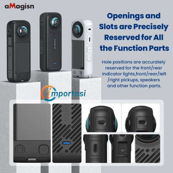 Amagisn Full Set Silicone Case + Lens Cap For Insta360 X4 Casing Body