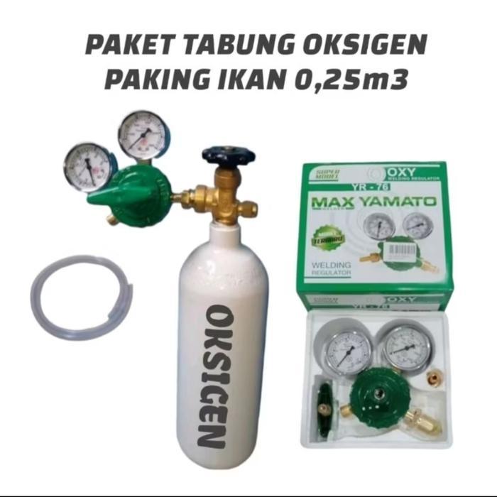 Ready Paket Paking Ikan Tabung Oksigen 0.3m3 - Tabung Regulator selang