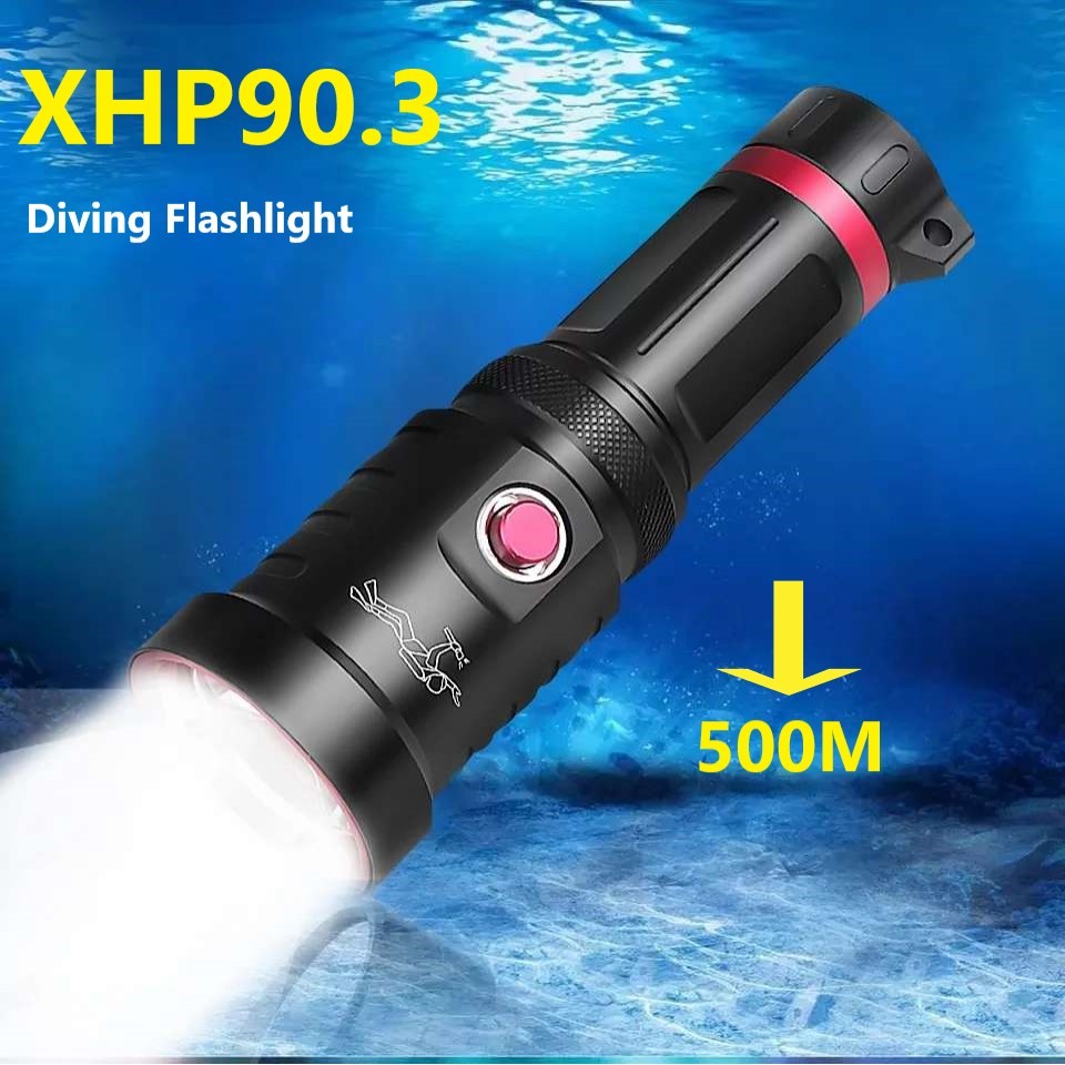 New XHP90.3 Professional Led Diving Flashlight 18650 Most Powerful Led Torch Rechargeable IPX8 Under