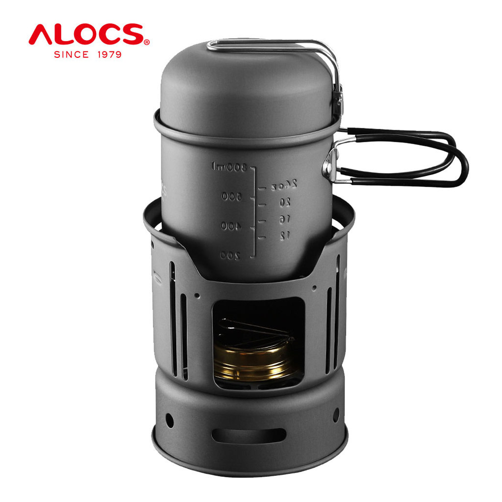 ALOCS CW-C01 Set 7 Pieces 1-2 People Portable Outdoor Cookware Camping Hiking Picnic Cooking Spirit 