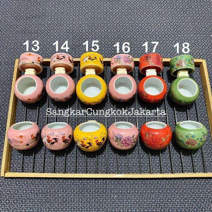 Cepuk Cungkok keramik Burung Sedang Tieumi Srdc Branjangan Set 3pcs Gratis Ongkir