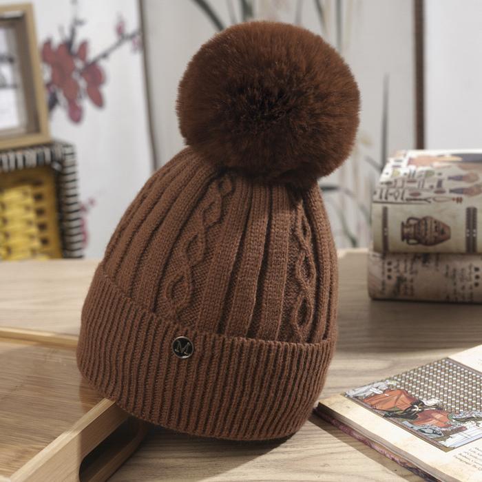 Kupluk Rajut Pompom Kupluk Winter Topi Musim Dingin Wanita Dewasa Beanie Hat Abu Coklat Hitam