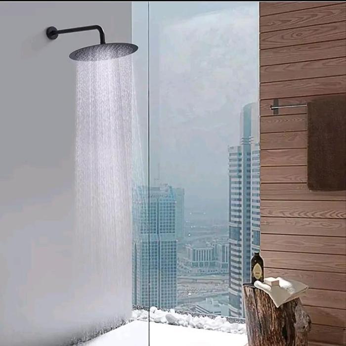 Wall shower bulat hitam / Head shower / kepala shower tanam