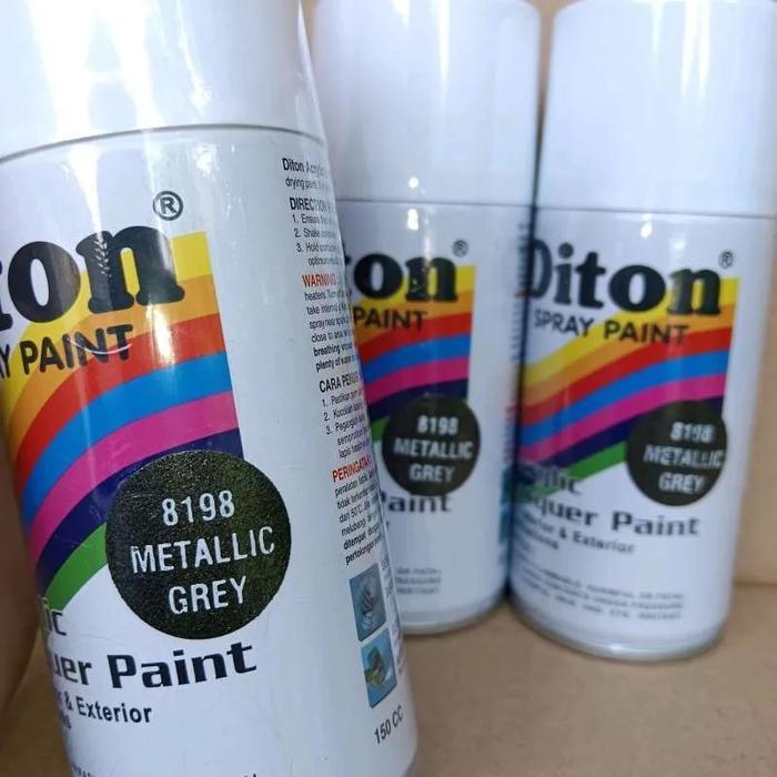 CAT DITON 8198 METALLIC GREY150ML PILOX DITON WARNA ABU METALIK FRAME SEPEDA MOTOR MOBIL PYLOX PILOK