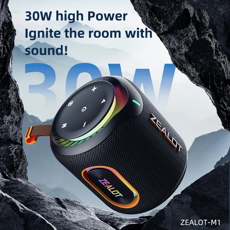 Zealot-M1 Portable Bluetooth Speaker,IPX6 Waterproof 360 Wireless Speaker TWS Stereo Pairing 10hrs