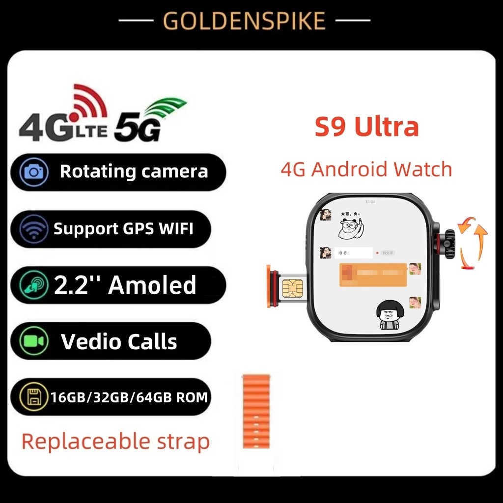 4G Android Smart Watch 2.2 inch 448*528 Amoled Smart Watch 8+128GB Rom Heart Rate SmartWatch Men