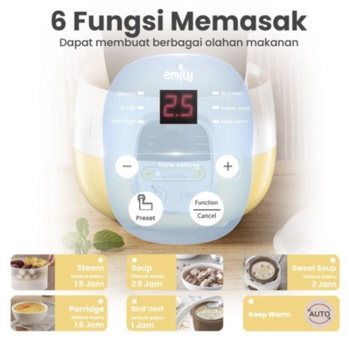 Best Seller Elek110 Slow Cooker Emily Porridge Cooker & Steamer 0,8 Liter Esc36005 Original