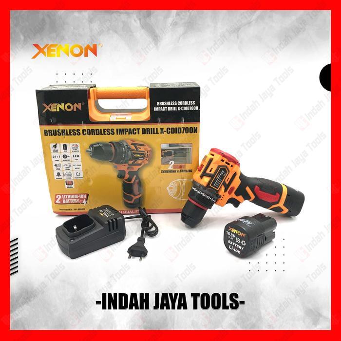 Xenon Cdid707N Cordless Bor Beton 16.8V Baterai Impact Drill Besi Kayu Brushless Screwdriver
