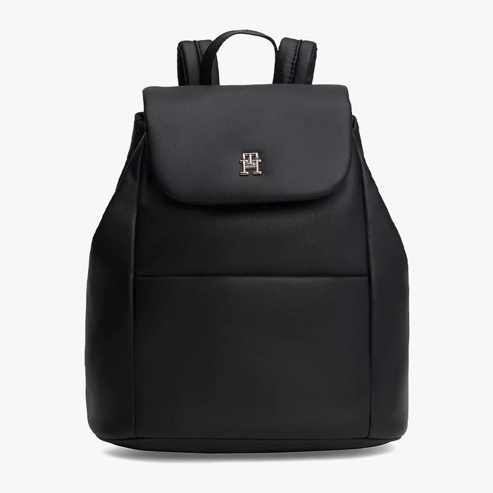 Tommy Hilfiger - Th Monogram Flap Backpack Ransel Wanita - Black Co