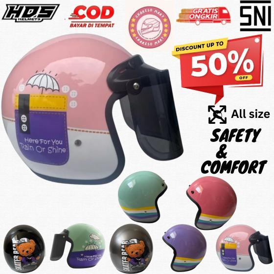 Helm Hds Retro Classic Motif Lucu Sni Untuk Pria Wanita Dewasa Helmbogofullstickerstm