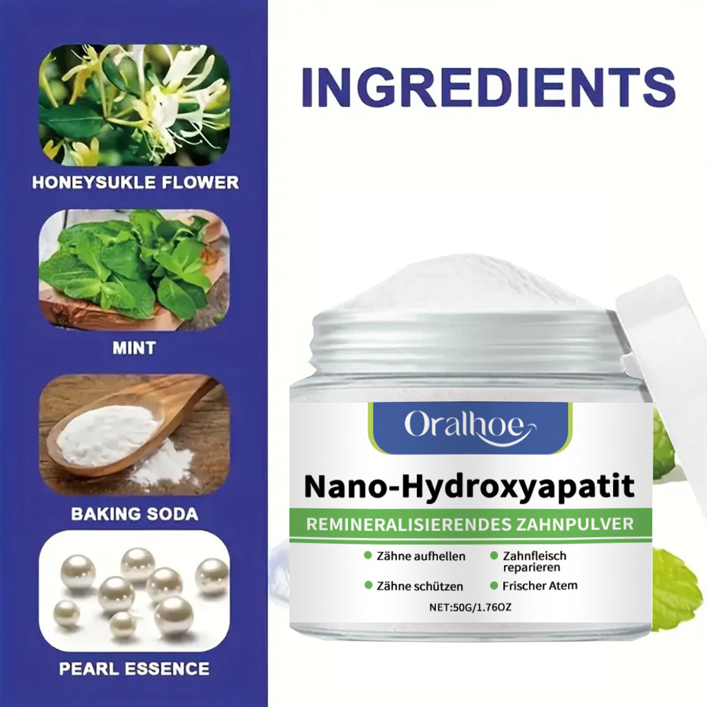 Winter Whitening Tooth Powder with 10% Hydroxyapatite - Remineralizing, Cool Mint, Enamel Repair &