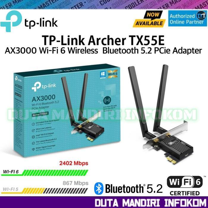 TERMURAH TP-Link Archer TX55E - AX3 Wi-Fi 6 Wireless Bluetooth 5.2 PCIe Adapter I TPLink Archer