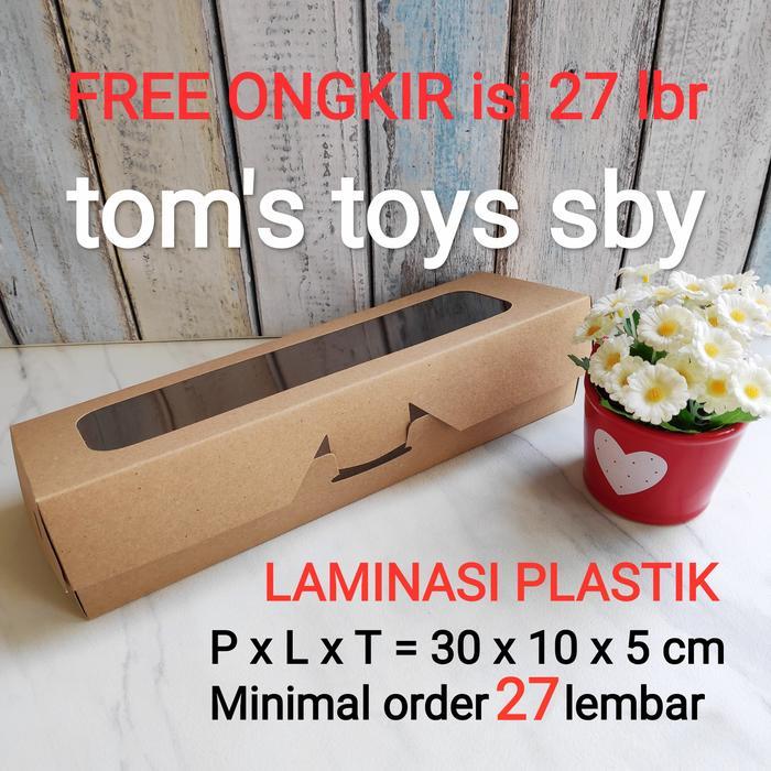(PROMO RAMADHAN) BOX DUS BROWNIES DONAT 30 X 10 X 5 CM PLASTIK PACK ISI 27 FREE ONGKIR PREMIUM