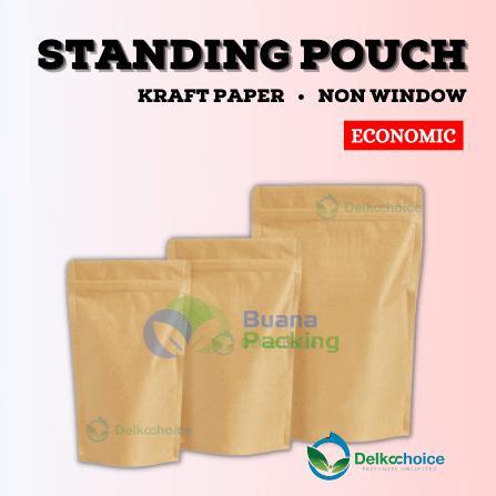 STANDING POUCH KRAFT PAPER COKLAT EKONOMIS KEMASAN SNACK MURAH