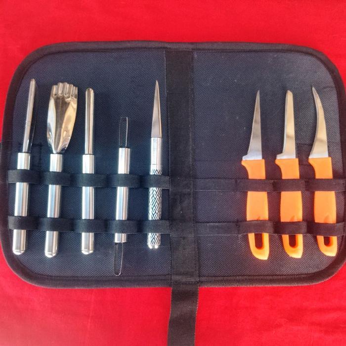 pisau ukir buah/pisau garnish sett dengan tas