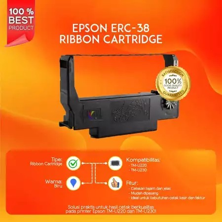 Epson ERC-38 ERC38 WARNA BIRU Ribbon Cartridge Printer TMU220 TM-U220 U230