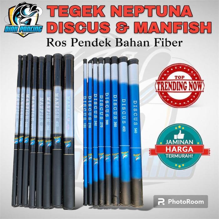 Joran Tegek Pancing Ros Pendek Discus Manfish Bamboo Murah Bahan Fiber Spek Medium cocok buat