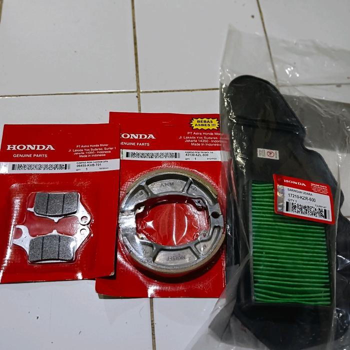 Paket Filter Udara Kampas Rem Blkg Dan Depan Honda Beat Deluxe Beat Street Fi Scoopy Fi New Esp 2021