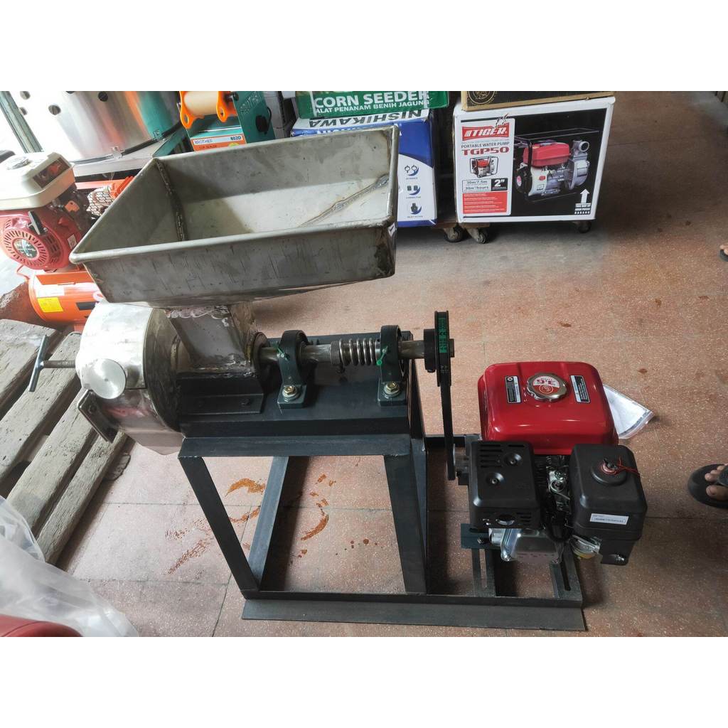 Mesin Giling Cabe Bumbu 8 Inci + Mesin Bensin 7HP Komplit