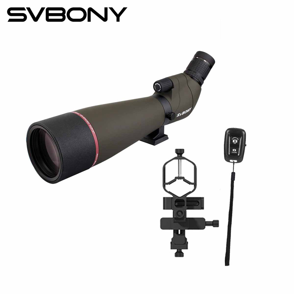 STOK TERBATAS  Svbony SV13 20-60x80 Zoom Spotting Scope 45-Degree Large Field Telescope with Phone A