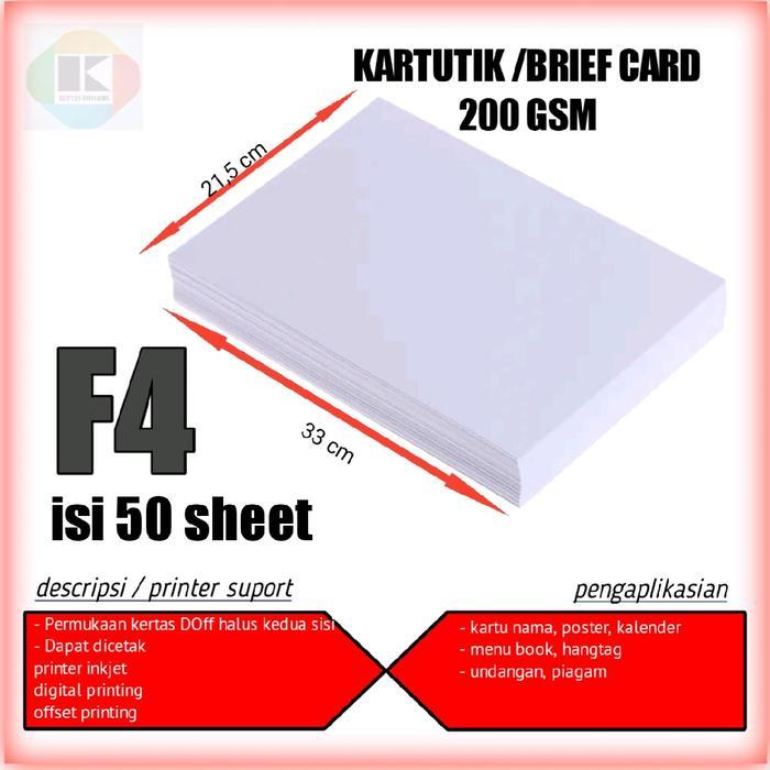 Kertas Bc F4 200 Gsm Kertas Tik 200 Gsm F4 Isi 50 Lembar
