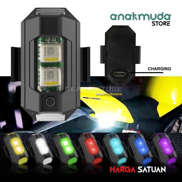 "New" Lampu Kolong Tempel LED Emergency Sepeda Motor Universal Lampu Port Charger USB Mode Kedip RGB