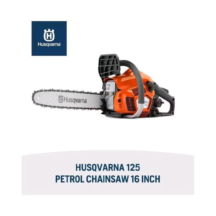 Chainsaw Husqvarna 125 16 inch Lengkap + Bar Original / Mesin Potong Kayu Chainsaw Husqvarna / Gerga