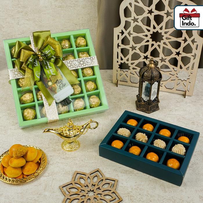 Box Nastar Sekat Box Mika Coklat Box Kue 25 Sekat Souvenir Hampers Lebaran Kotak Hampers Sekat