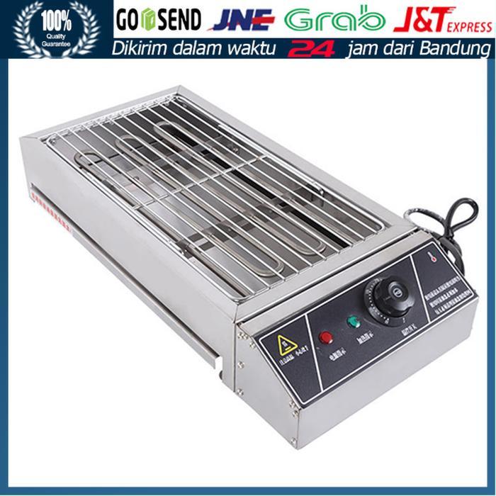 Panggangan BBQ Grill Listrik Besar Stainless Steel Kompor Alat Pemanggang Sate Daging Sosis Listrik