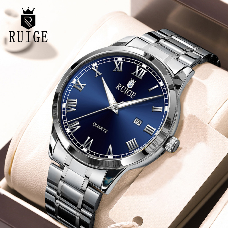 RUIGE Fashion Men's Watch Roman Scale Minimalist Men's Famous Watch Night Glow Waterproof Trendy