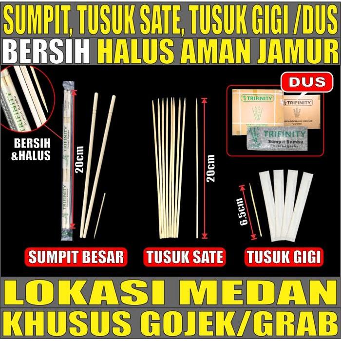 Sumpit Bambu Trifinity + Tusuk Gigi Higienis + Tusuk Sate Dus Gjk Medan