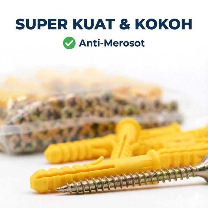 "New" Fiser set S6 S8 S10 /1 Pack / 50 pcs/Fiser / Fischer Dowel + Sekrup M6 / M8 / M10 Lengkap 1