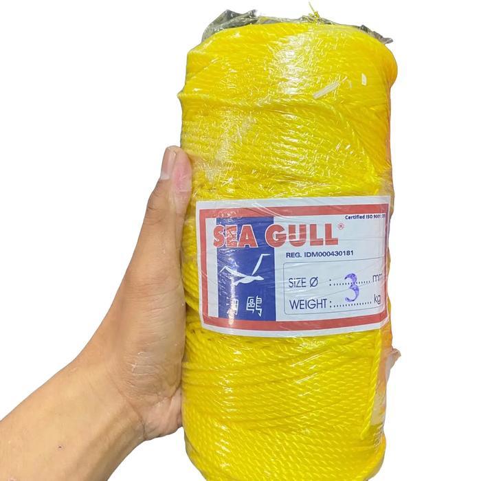 Tali Tambang 3mm 200 meter 1 Roll Merk Sea Gull (Kuning) Layangan Bangunan Pertanian Tenda