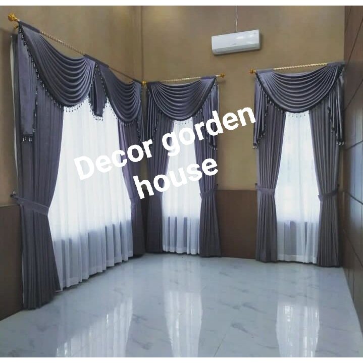 GORDEN PONI GELOMBANG/PONI RUMBAI/GORDENG JENDELA 1 SET/GORDENG RUANG TAMU/GORDEN MEWAH PONI