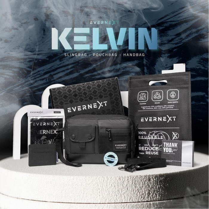 Aerostreet - Evernext Tas Selempang Pria Anti Air Slingbag Multifungsi Hitam Pria Pouch Bag