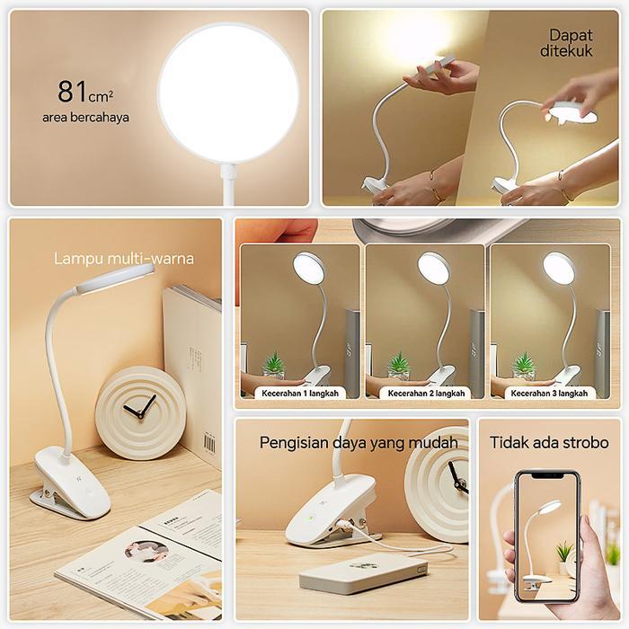 Lampu Meja Lampu Belajar Jepit USB LED Portable Charge Touch Screen Adjustable 7000K