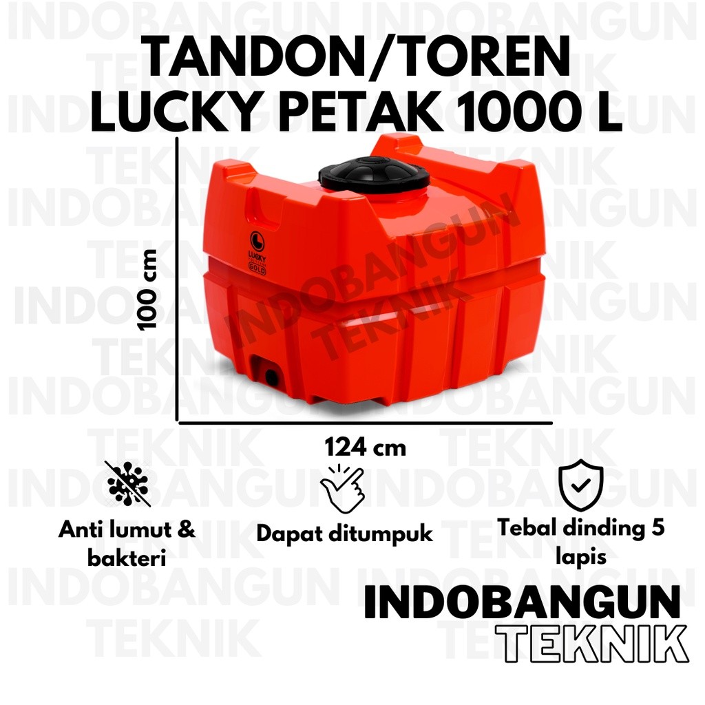 Tandon Toren Tangki Air Lucky Kotak 1000 Liter Persegi Petak Harga Murah Garansi 18 Tahun Anti Lumut