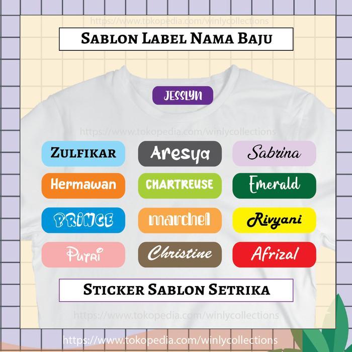 LABEL NAMA BAJU KAOS ANAK SEKOLAH STIKER SABLON SETRIKA NAME TAG