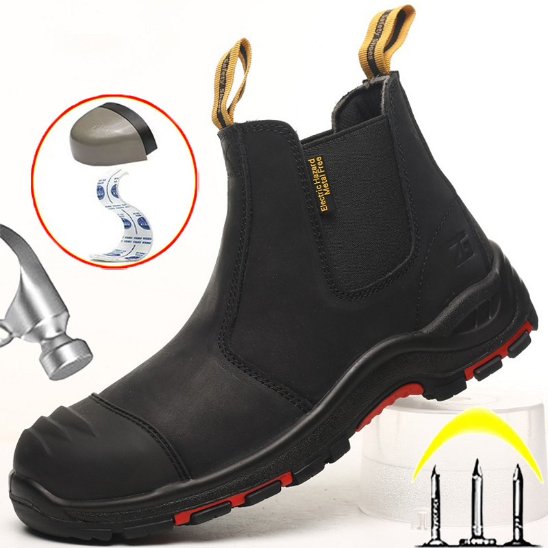 Genuine Leather Men'S Boots Work Safety Shoes Anti-Smash Anti-Puncture Anti Scalding Welder Shoes