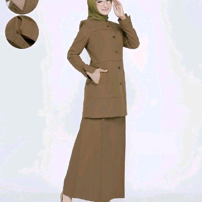 SERAGAM PDH KHEKI TUA WANITA / BAJU DINAS KERJA WANITA KHEKI TUA/ SETELAN SERAGAM KERJA COKLAT TUA