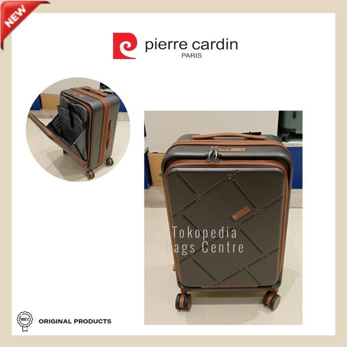 TAS MULTIFUNGSI KOPER PIERRE CARDIN HARDCASE 606314 ORIGINAL CABIN 20 INCH - BLACK BAHAN TEBAL