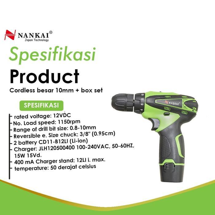 Cordless Drill + Charger Nankai Gratis Ongkir