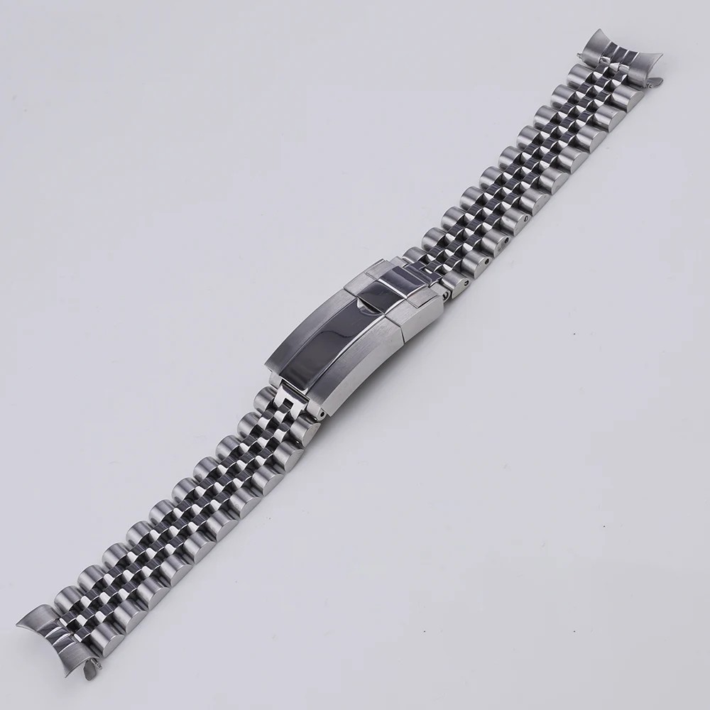 Rolamy 18mm Watch Band For Seiko 5 SNKL41 SNKL43 SNKL45 SNKL47 Silver Gold Hollow CurvedEnd Solid